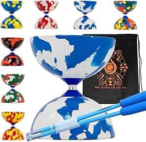 Juggle Dream Jester Diabolo Set Black/Red + Metal Diabolo Sticks Diablo String Travel Bag