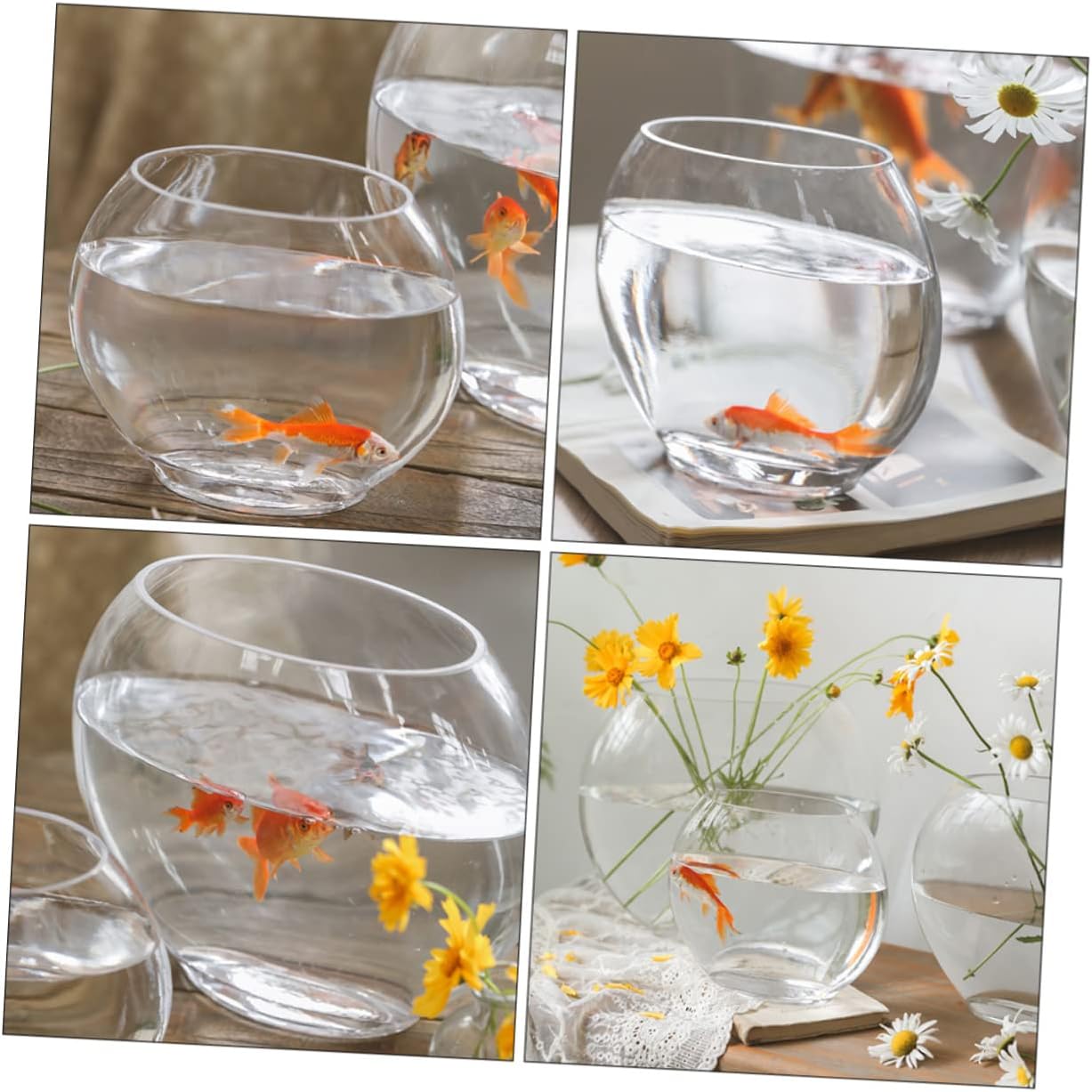 Toyvian Multi-Function Transparent Tank Elegant Desktop Aquarium for Home Office for Betta Fish and Aquatic Plants and Space-Saving Design