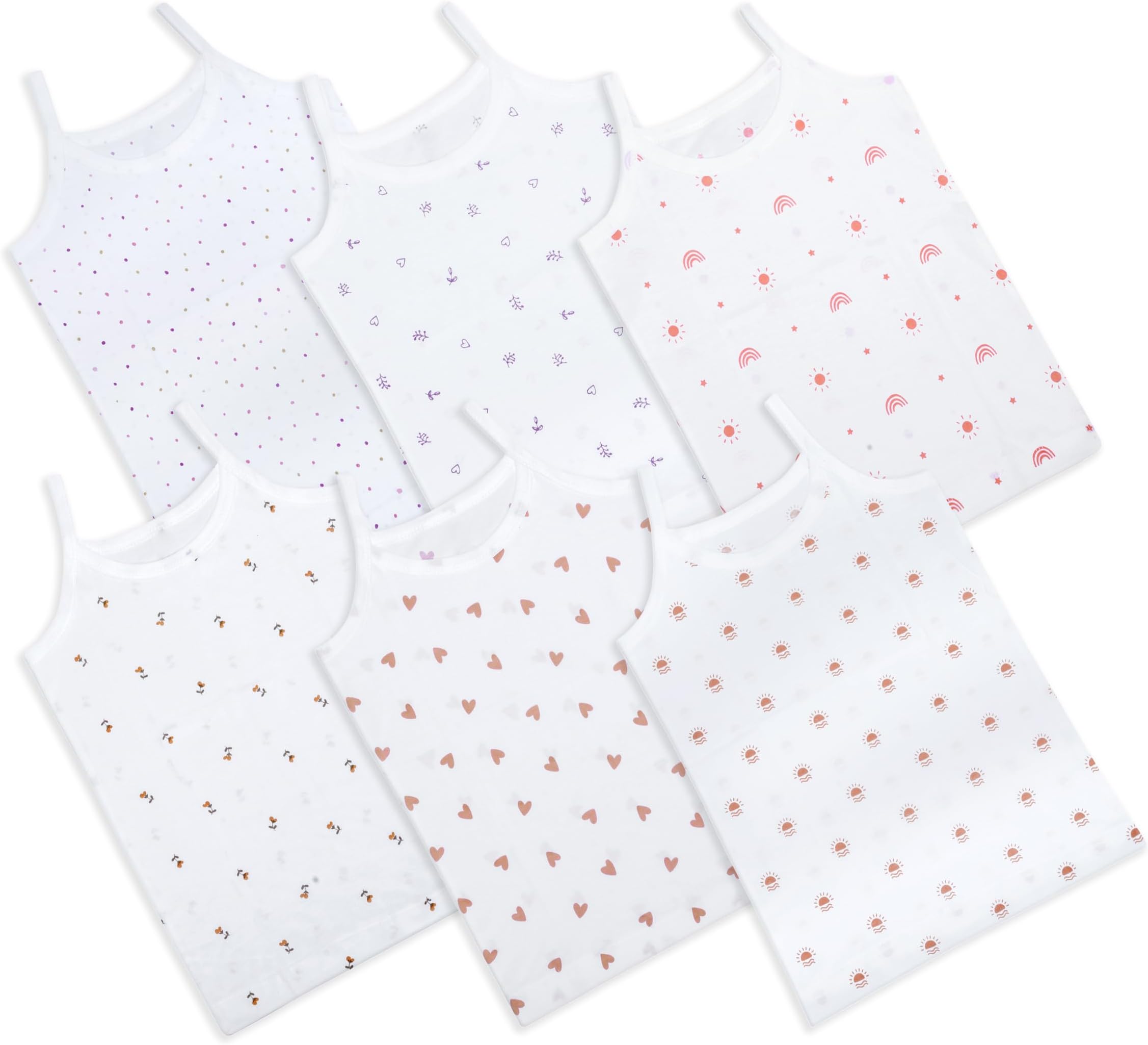 REVOLTEK Printed Vest baniyan Cotton Inner wear for Baby wear Sleeveless Undershirts for Kids Sando ganji Tank-Tops Toddler Girls/Boys Colors Pack of 6