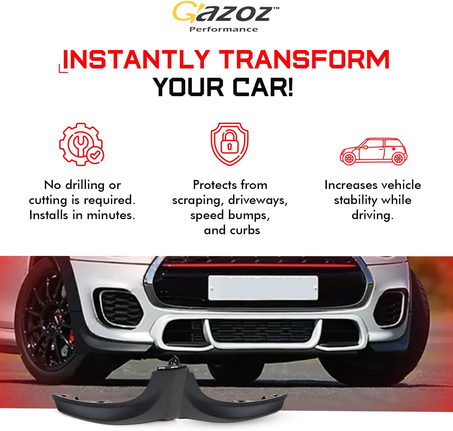 Exterior Accessories - Front Splitters Pair For F56 Mini Cooper JCW Pro 2014-2020 - Bumper trims replacement - Mini Cooper Accessories
