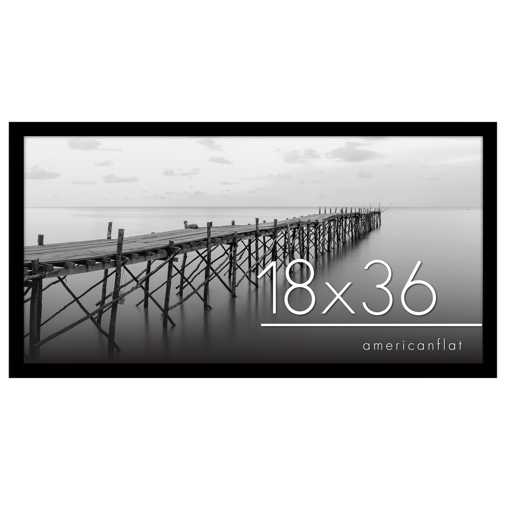 Photo 1 of Americanflat 18x36 Picture Frame in Black - Engineered Wood Frame with Polished Plexiglass - Wall Picture Frame in Horizontal and Vertical Formats with Included Hanging Hardware Black 18x36 Frame