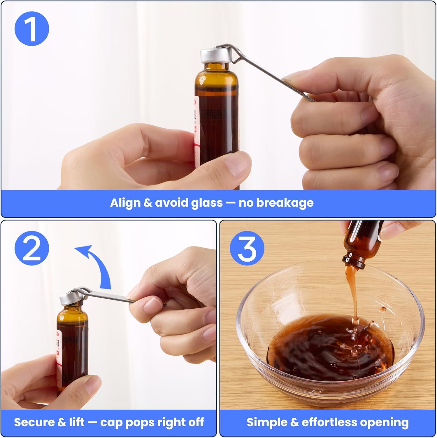 4-Pack Peyiuio Vial Opener and Small Bottle Opener, Stainless Steel Tool