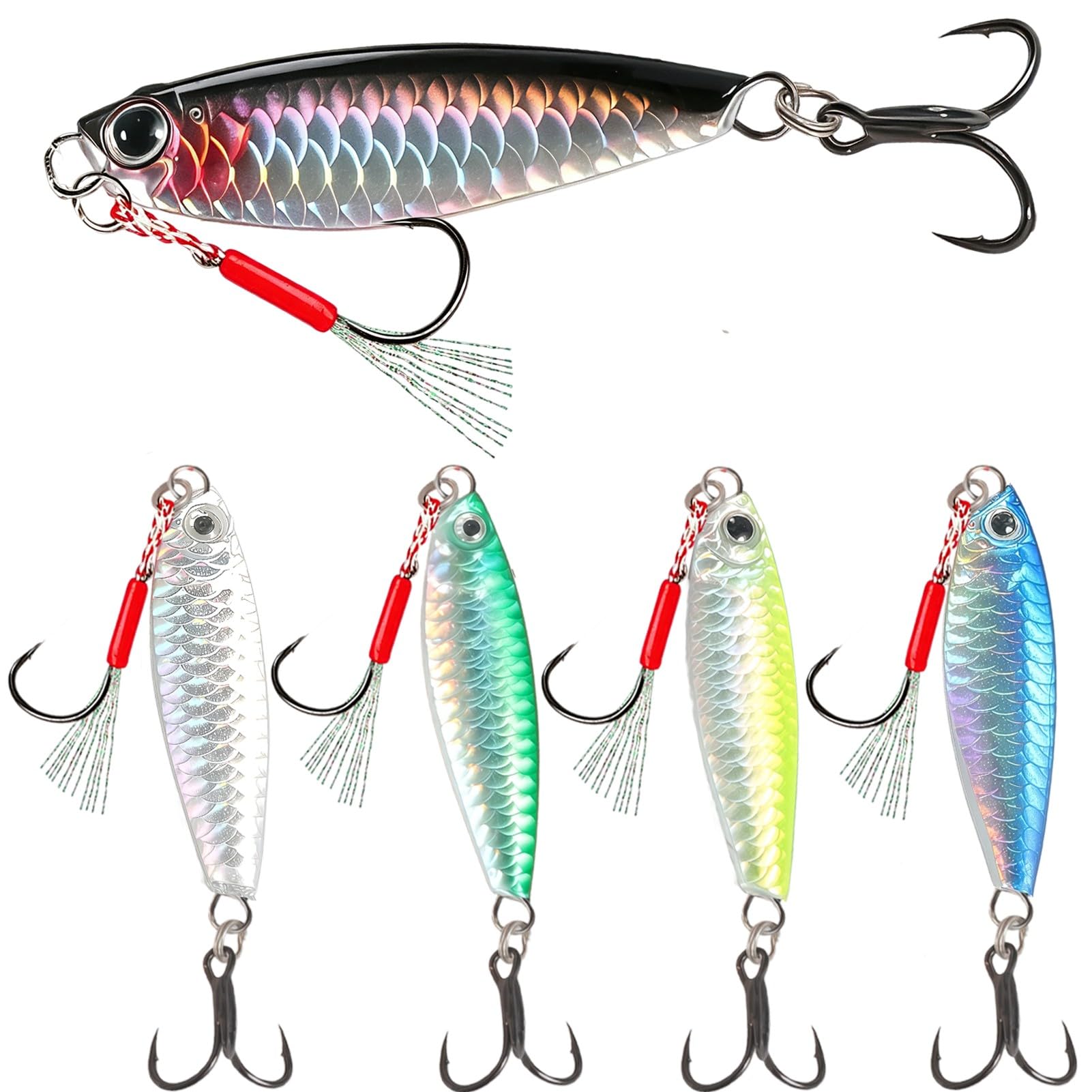 5PCS Sea Fishing Lures Metal Jigs Spoons Set, 20g*6cm