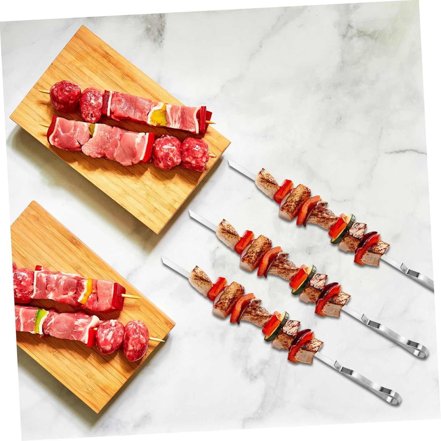 POPETPOP 1set Stainless Steel Barbecue Skewers Meat Skewers for Outdoor Bbq Versatile Kebab Sticks for Grilling Chicken Veggies and More Lightweight and Portable Bbq Tools