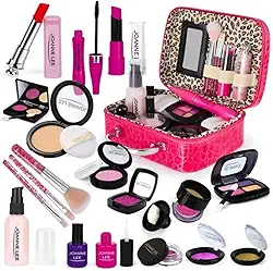 Kit Maquiagem Infantil - 21 Peças Seguras para Crianças + Bolsa Fofa - Brinquedo Educativo para Meninas 3+ Anos - Presente Criativo para Festas e Dia a Dia