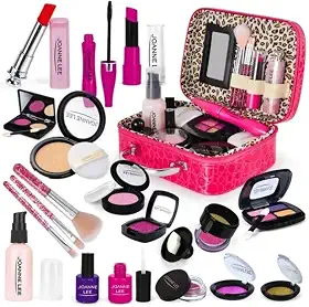 Kit Maquiagem Infantil - 21 Peças Seguras para Crianças + Bolsa Fofa - Brinquedo Educativo para Meninas 3+ Anos - Presente Criativo para Festas e Dia a Dia