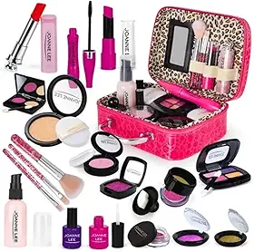 FINYQBET Kit Maquiagem Infantil - 21 Peças Seguras para Crianças + Bolsa Fofa - Brinquedo Educativo para Meninas 3+ Anos - Presente Criativo para Festas e Dia a Dia