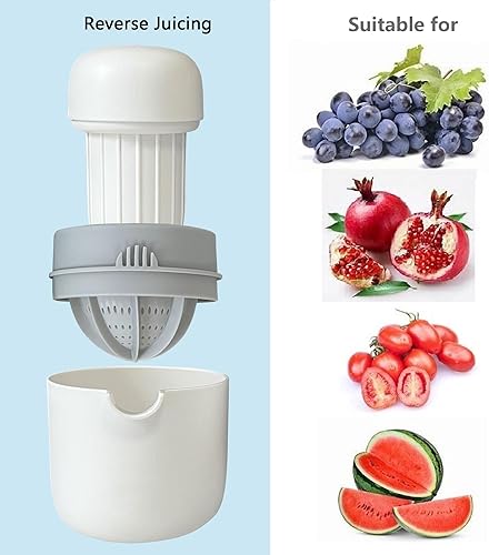 Miniatura 5 de Exprimidor de limón y exprimidor manual simple de cítricos, pequeño vaso portátil de lima con dos formas de uso para diferentes frutas (blanco)