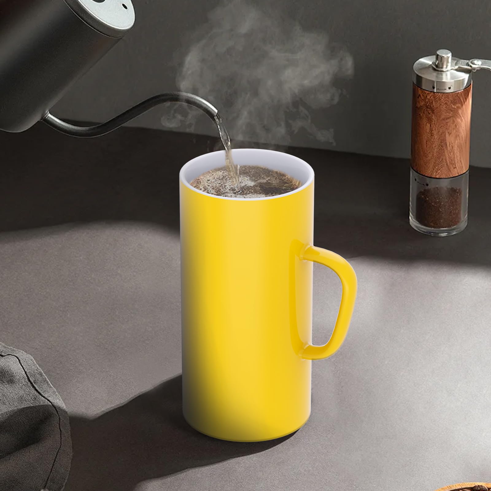 Linkidea - Tazas de café extragrandes de 113 ml, de cerámica extragrande con asa, de gran capacidad para la oficina y el hogar (Amarillo)