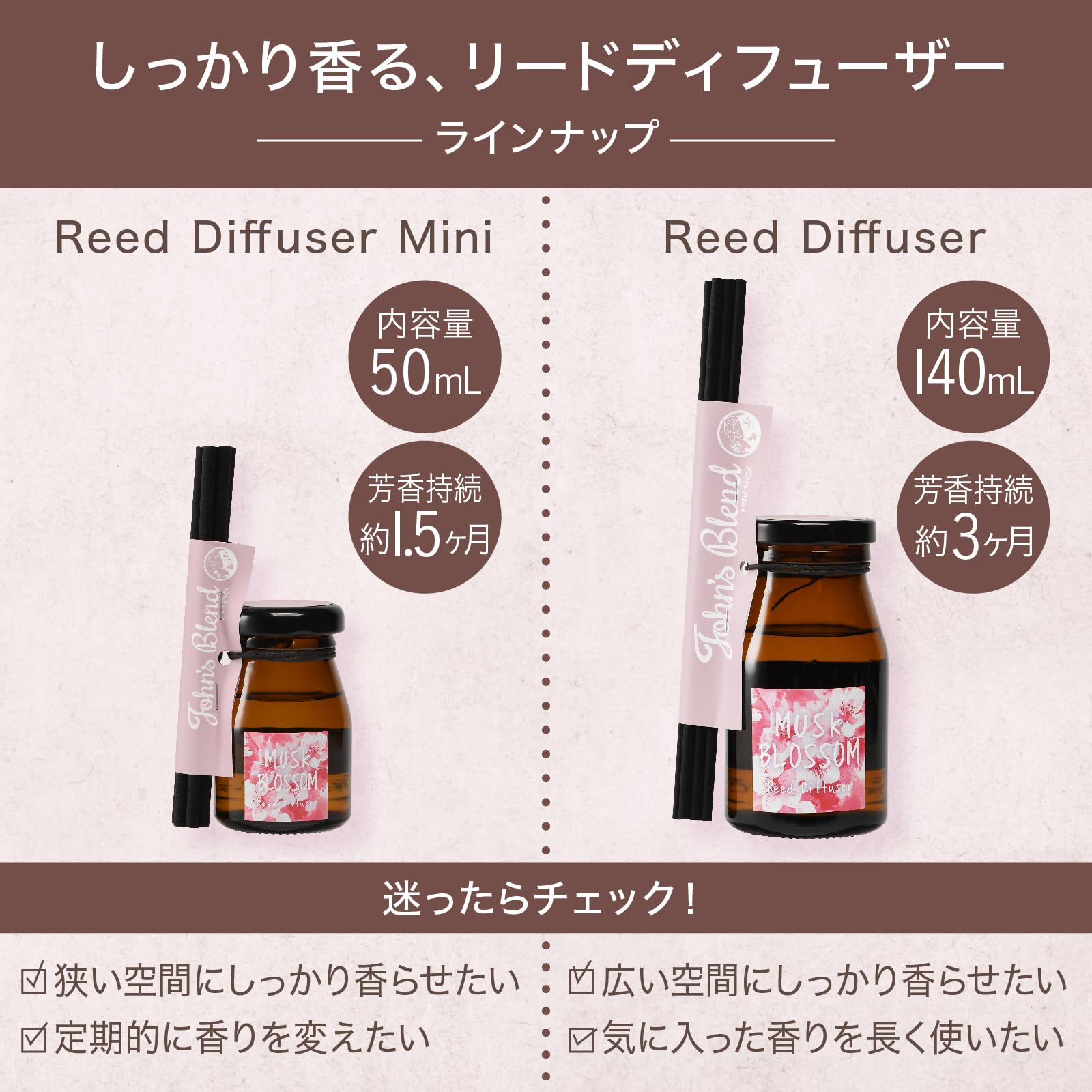 John's Blend ジョンズ リードディフューザー ムスクブロッサム 3個 楽天市場】限定の桜の香り / ジョンズブレンド ムスクブロッサム