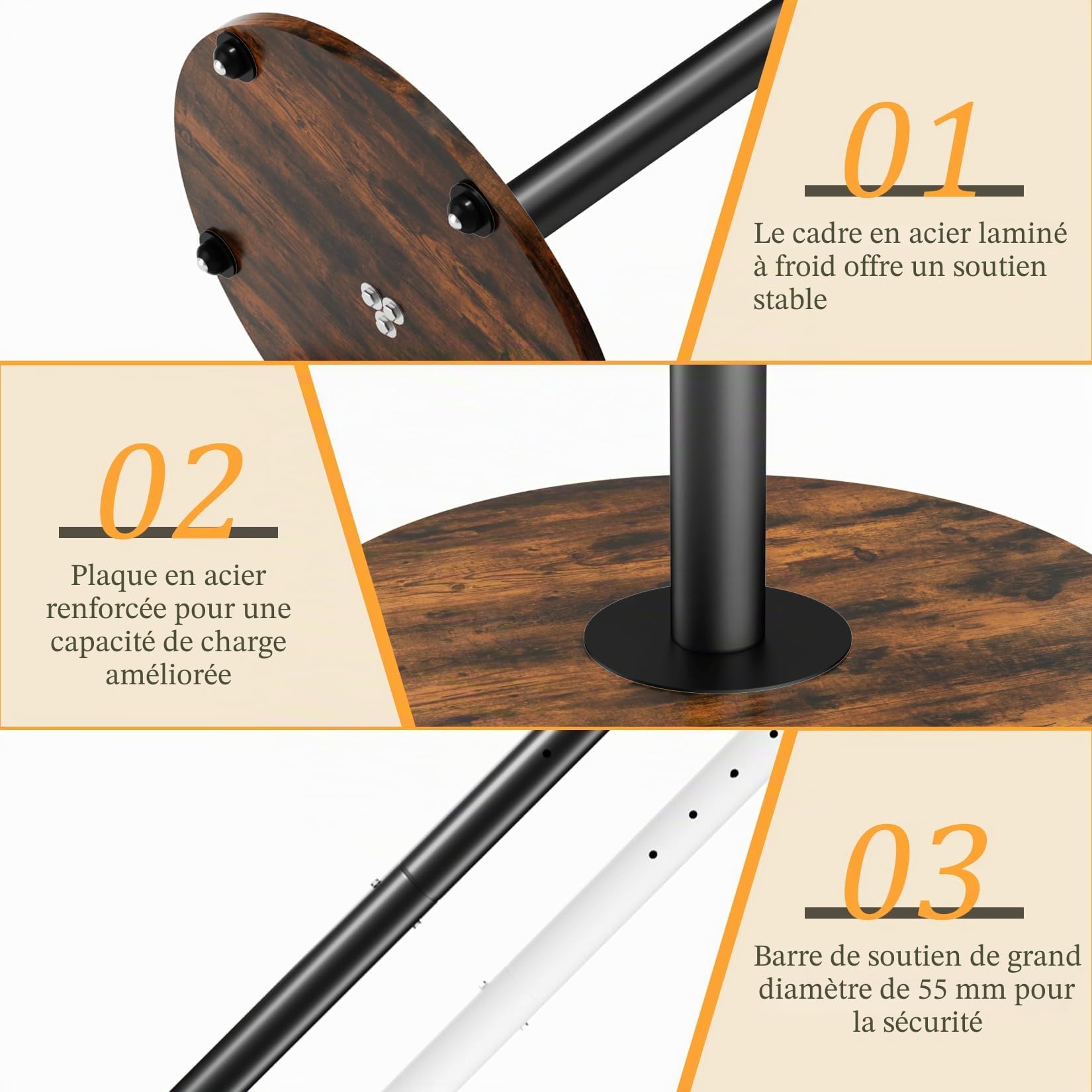 UNHO Support TV Mobile sur Pied avec roulettes pour TV 40–75″ Design Moderne Hauteur Réglable Étagère Intégrée Compatibilité VESA 200×200 à 600x400 Charge 50 kg Salon