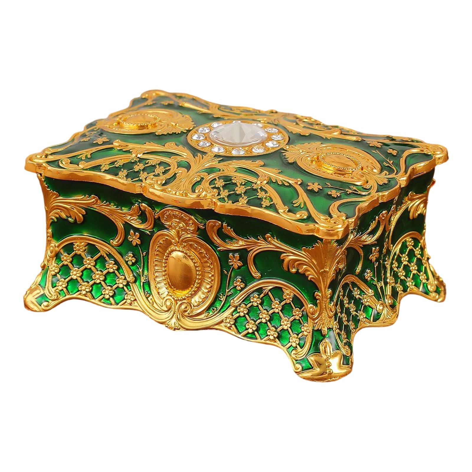 SHINLHUA Ornate Floral Pattern Jewelry Display Box Craft of Sturdy Alloy with Enameled Finish Floral Pattern Jewelry Planner