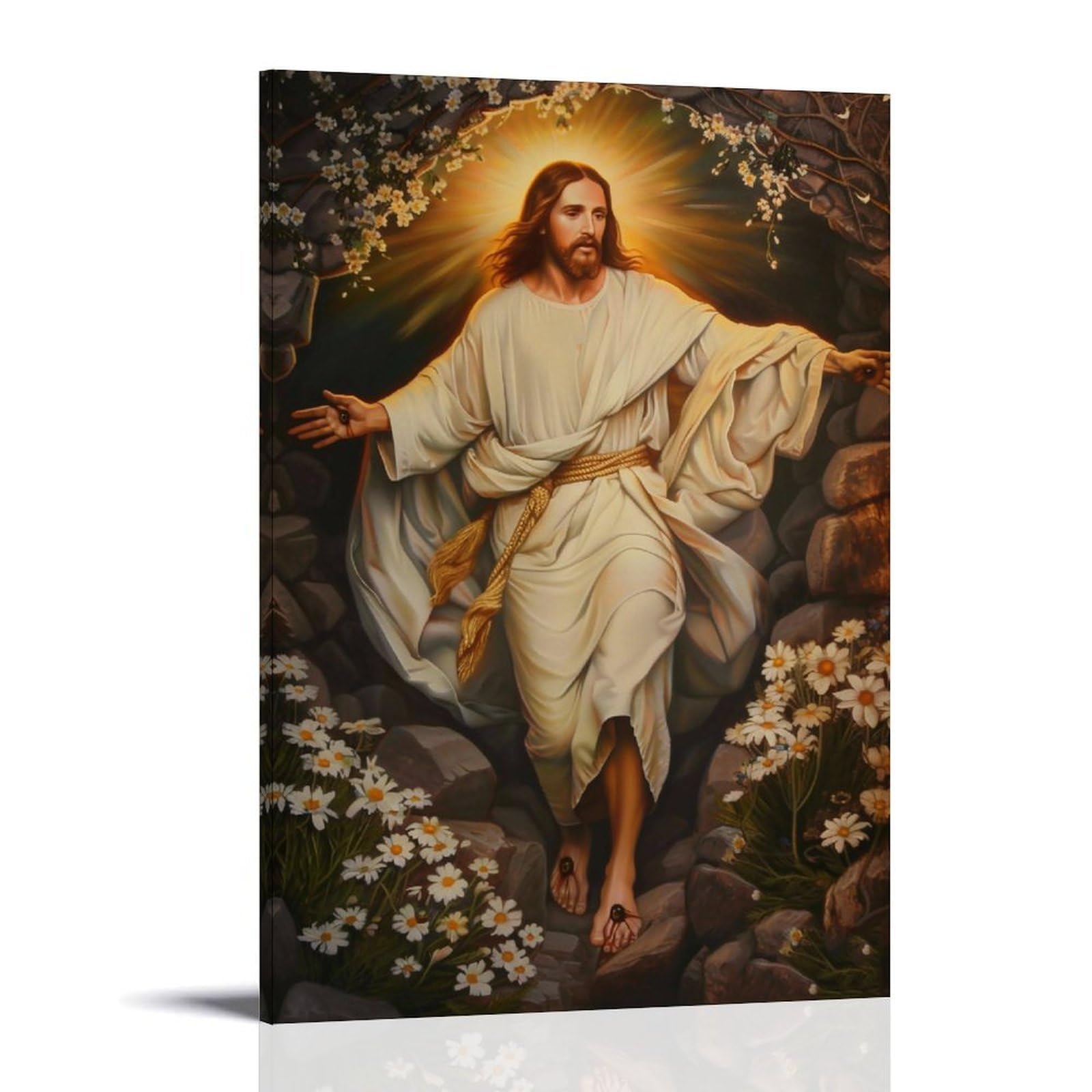 JUWRHRHHRH Resurrection of Jesus Christ 04 Poster Canvas Aesthetic Wall Art Painting Decor for Living Room Bed Room 12x18inch Frame-style