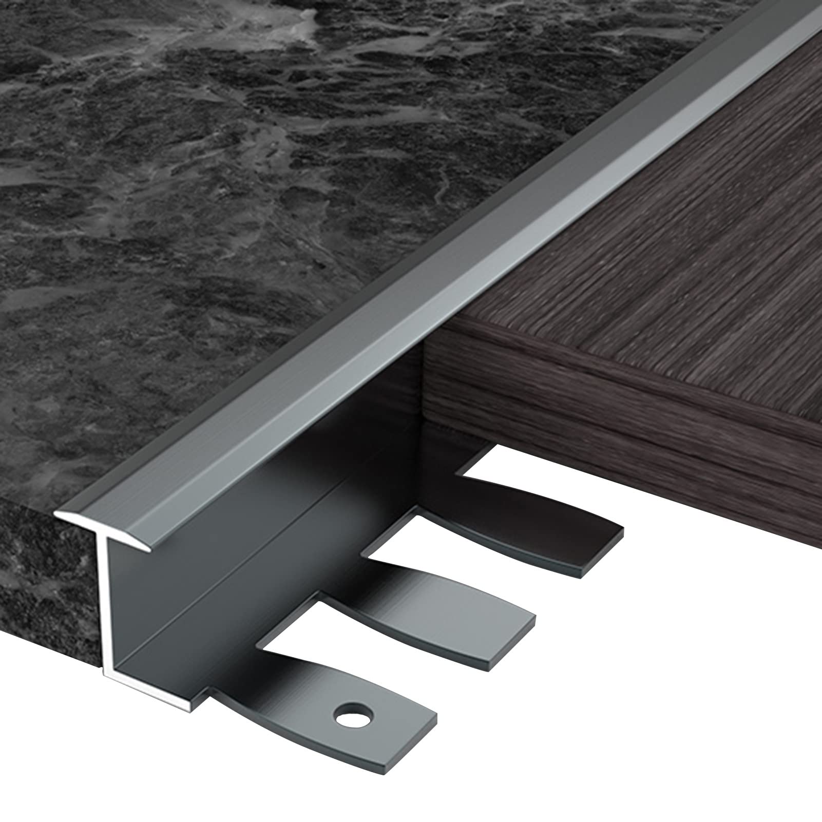 Barre de transition de sol en aluminium gris ajustable pour joint de dilatation carrelage parquet