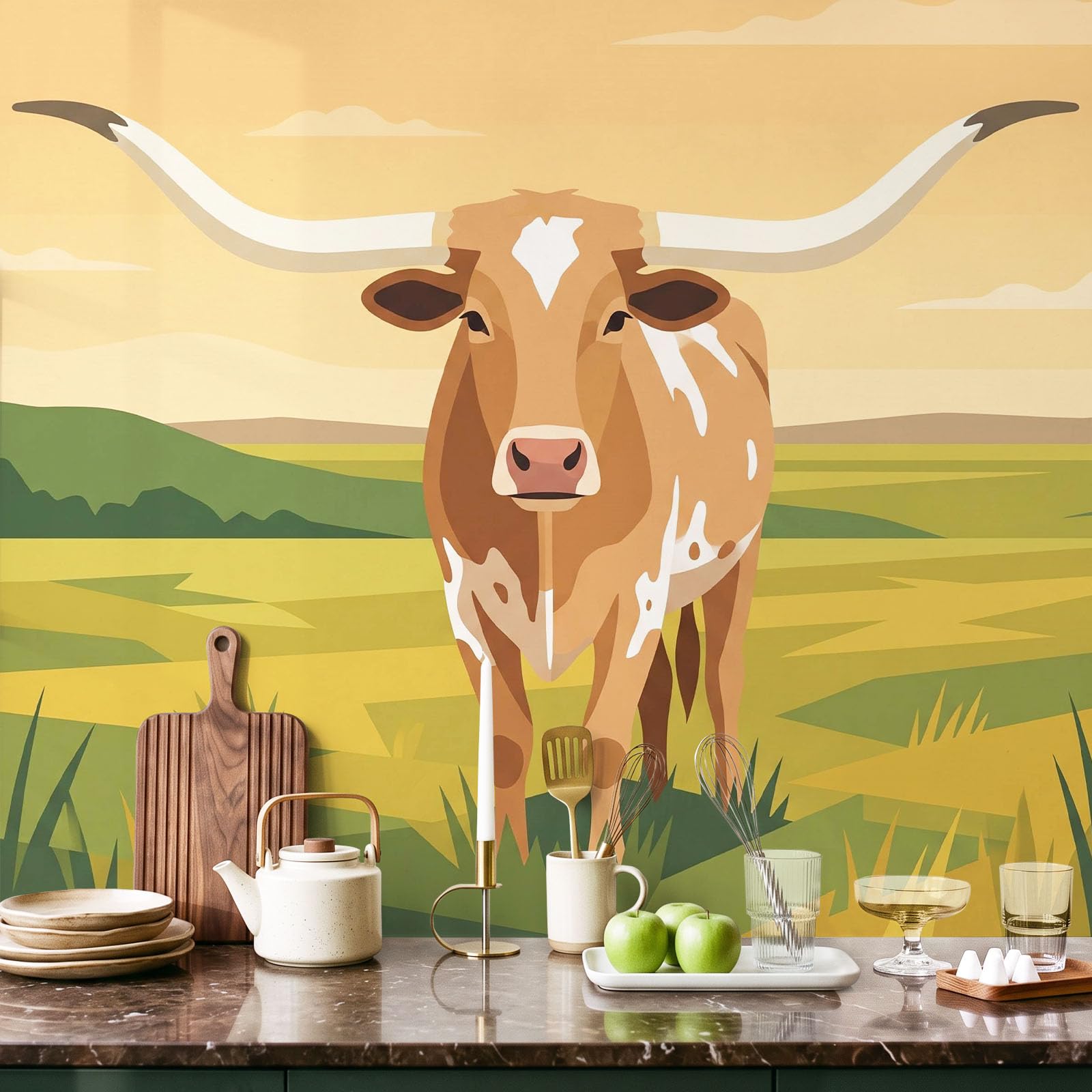 Tapete Amerikanisch Landhausstil Tiere Fototapete Kuh 400 x 280 cm