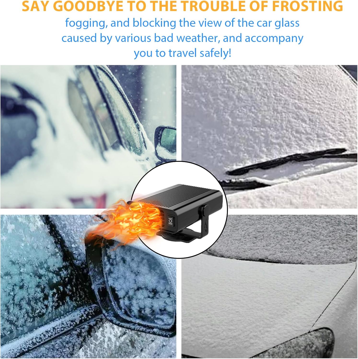 12V 150W Portable Car Heater Fast Demisting Defroster, Automobile Car Heater Can Heat Rapidly inwith Heating Cooling Air Purify, 360Degree Rotary Defroster Portable Car Heater (FF-14)