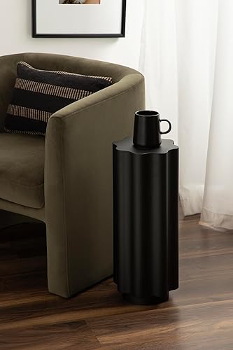 Miniatura 2 de Kate and Laurel Pandey - Mesa moderna de metal ondulado para bebidas, 9 x 9 x 22 pulgadas, color negro, mini mesa con curvas para uso como soporte