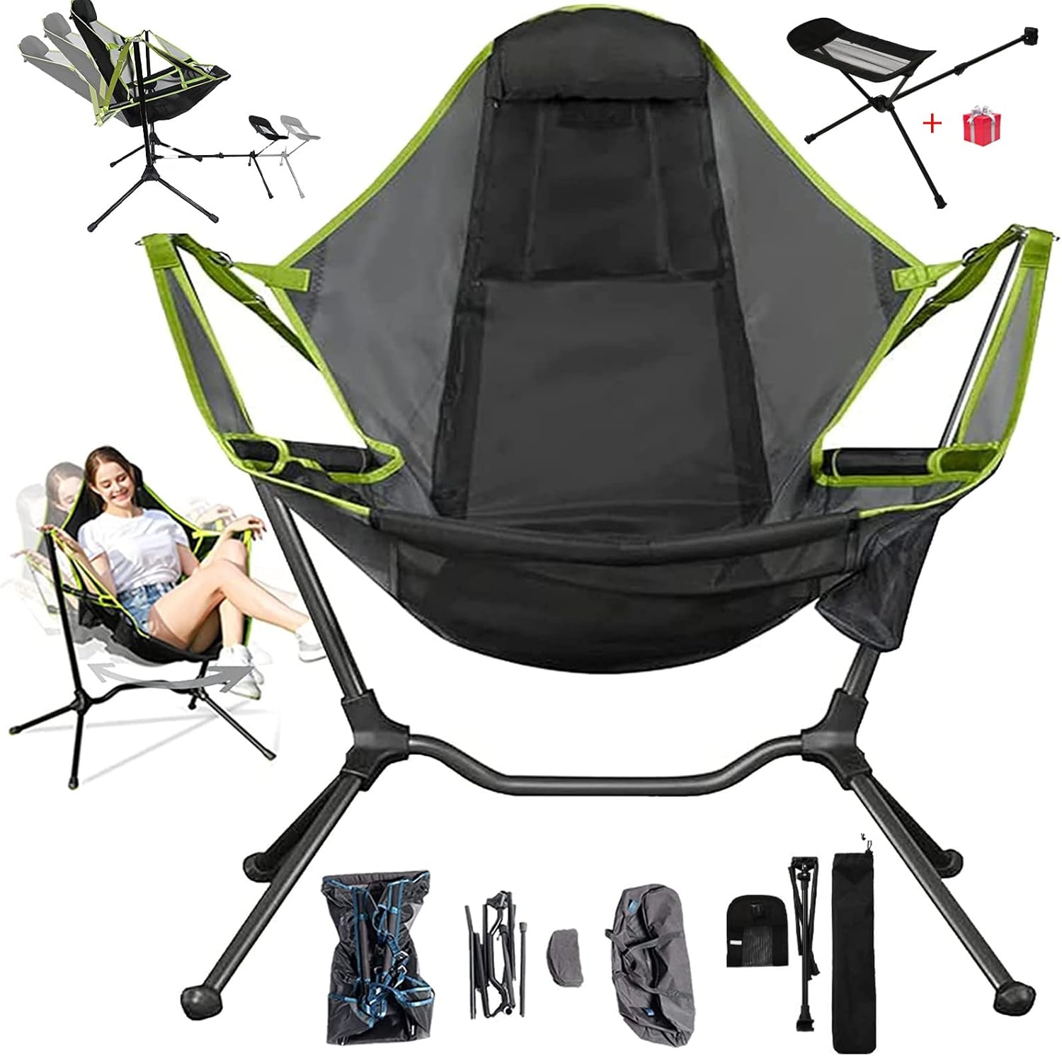Rocking Camping Chair Hammock Swing Chair,Adjustable Back
