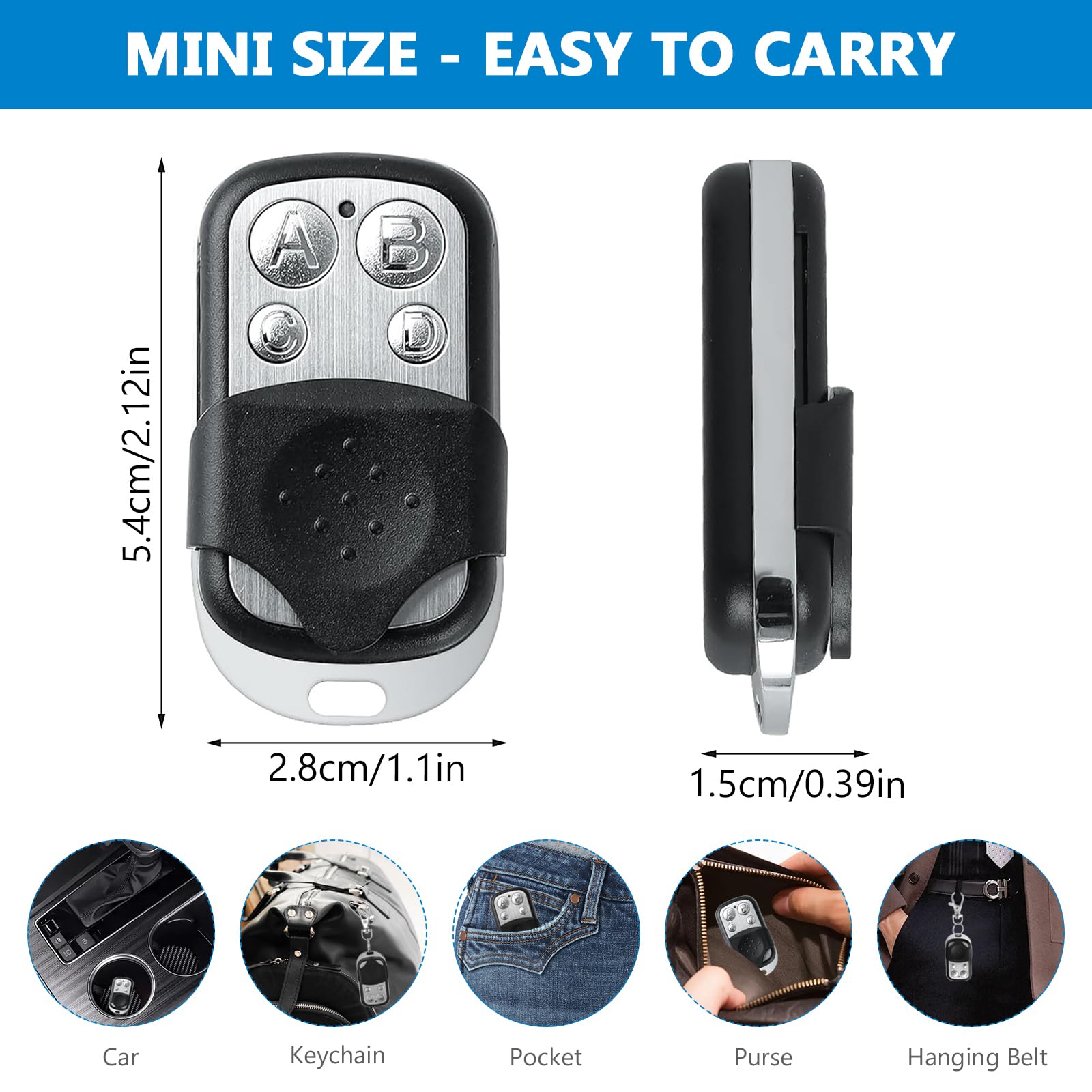 5 Stück 433 MHz Universal Fernbedienung - Garagentoröffner Mit 4 Tasten