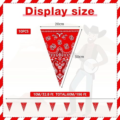 Miniatura 2 de Sratte Banderín tipo banderín de 6 piezas de 32.8 pies para decoración de fiesta de vaquero occidental, banderas de banderines de Rodeo y Salvaje