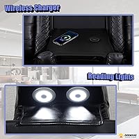 Vista 5 de Juego de sofá de cuero transpirable con puerto USB, 5 sofás seccionales reclinables en forma de L y 2 sillas, juego de sofá seccional reclinable