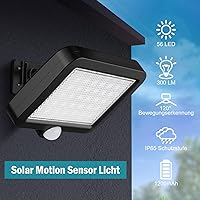 Vista 5 de MPJ Luz Solar para Exteriores, 56 LED Luz Solar Exterior con Detector de Movimiento, IP65 Impermeable, Ángulo de Iluminación de 120°, Luz Solar