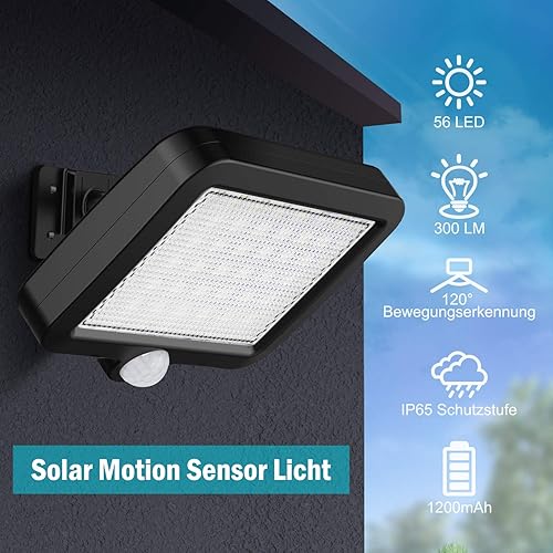 Miniatura 5 de MPJ Luz solar para exteriores, 56 luces LED solares exteriores con detector de movimiento, IP65 impermeable, ángulo de iluminación de 120, luz solar