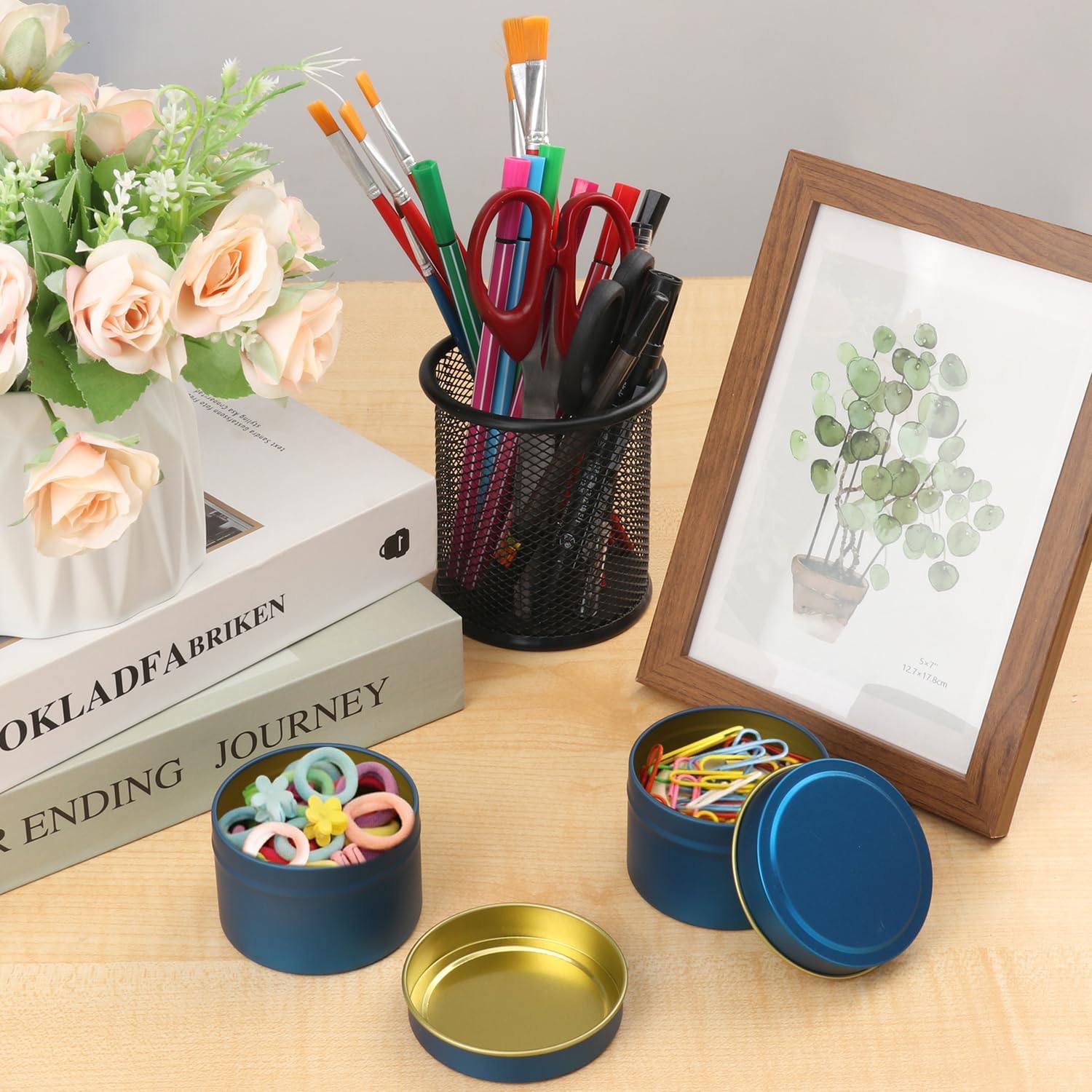 IHDYPPEW 48 Piece 4 oz Blue Candle Tins with Lids, Candle Tin Cans, Empty Candle Jars for Making Candles, Party Favors, Spices, Jewelry, Cosmetics