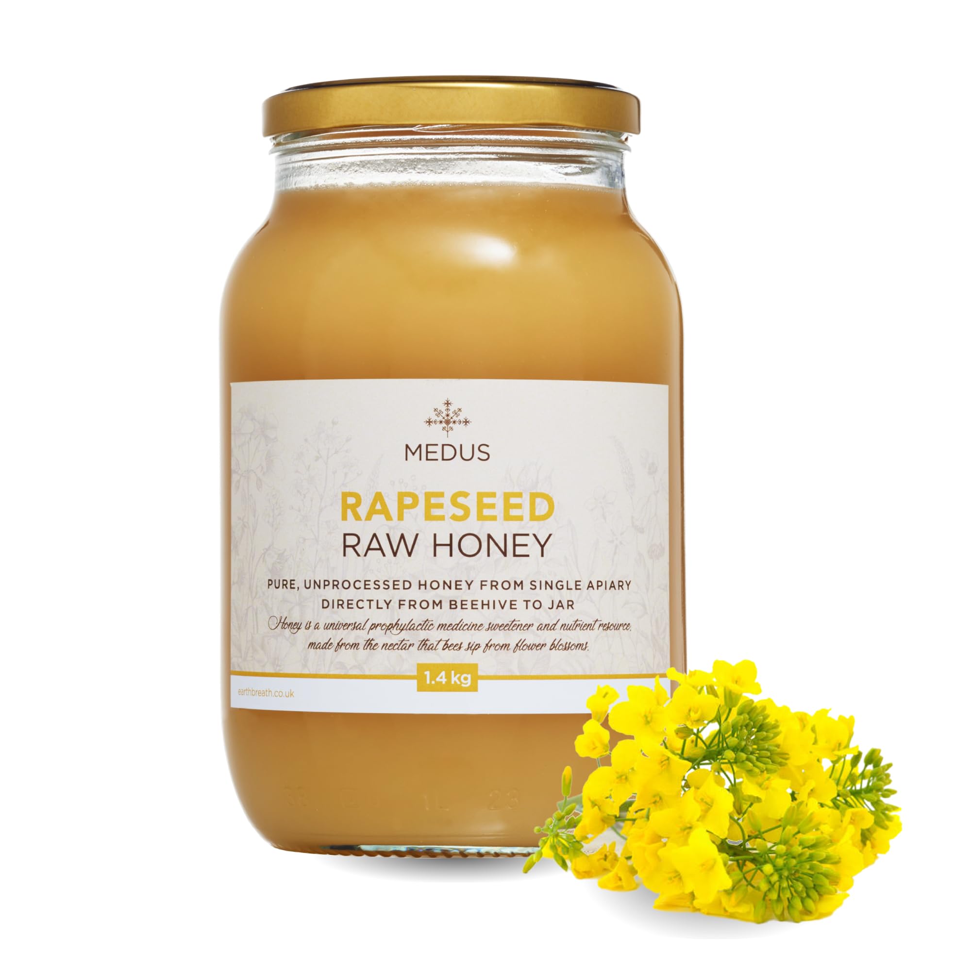 Rapeseed Raw Honey - Oilseed Canola - 1.4kg - Pure, Unprocessed, Unpasteurised - From Single Apiary - Natural Healthy Sweetener for Cooking, Coffe, Tea, Juice, Drinks, Food