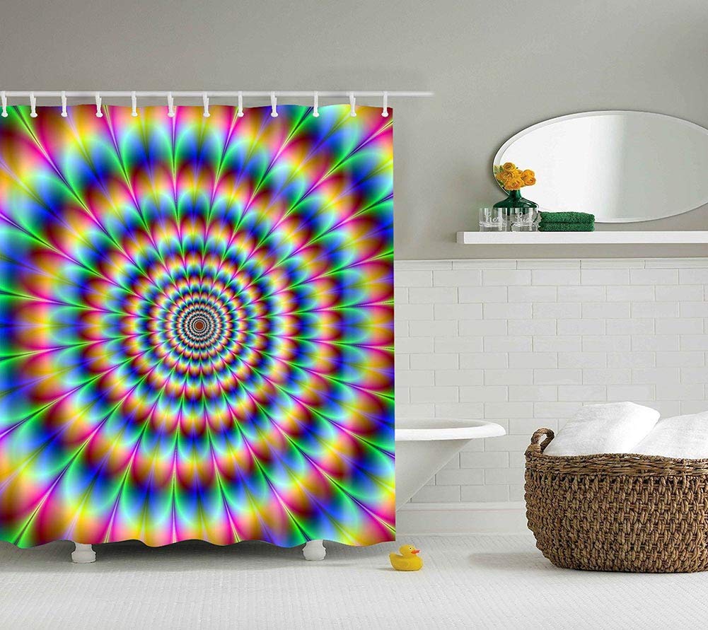 BOYOUTH 3D Colorful Geometries Pattern Digital Print Shower Curtains for Bathroom Decor,Polyester Waterproof Fabric Bath Curtain with 12 Hooks,70x70 Inches,Multicolor