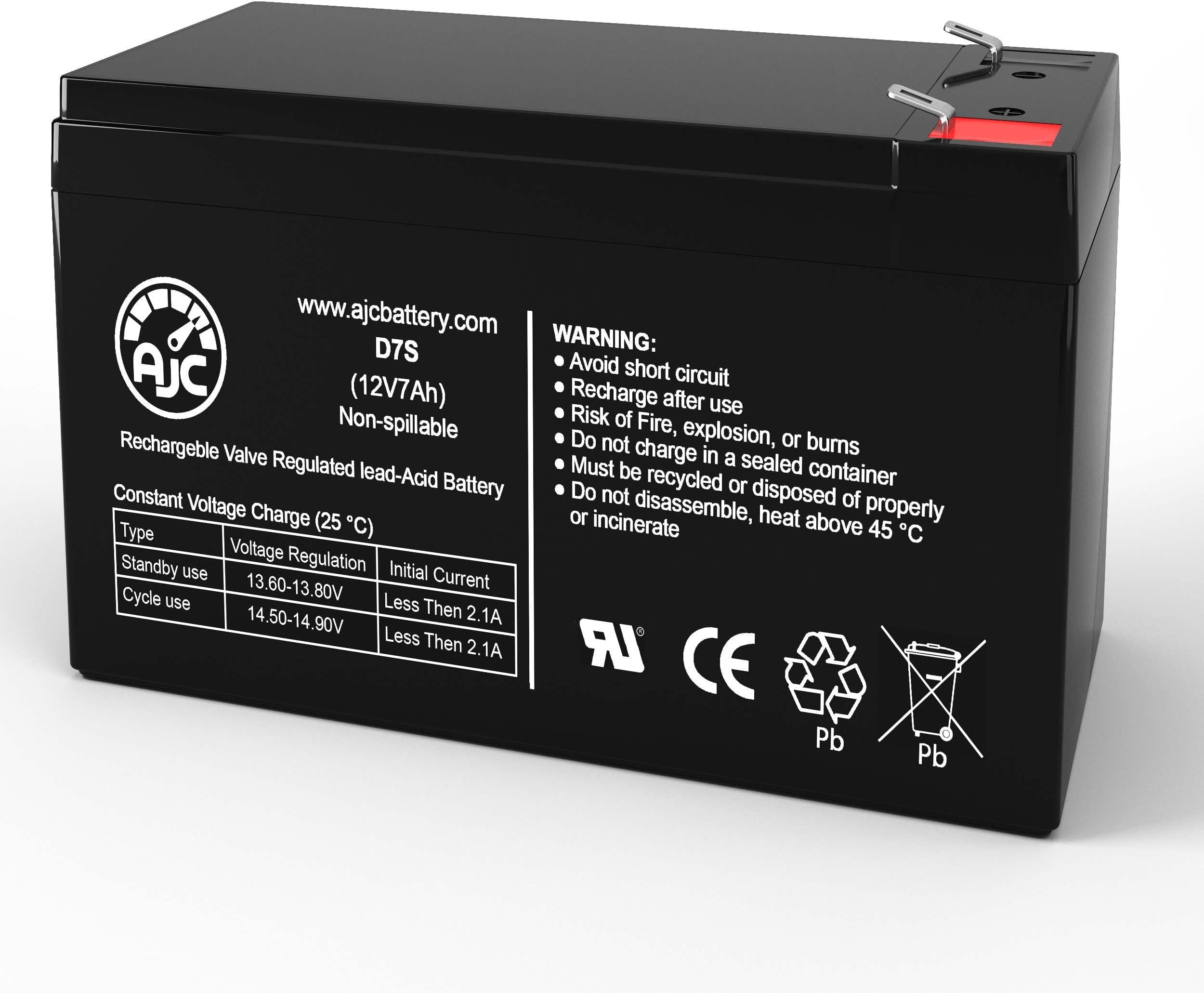 AJC Battery Compatible with Werker WKA12-7.5F2 12V 7Ah Sealed Lead Acid Battery