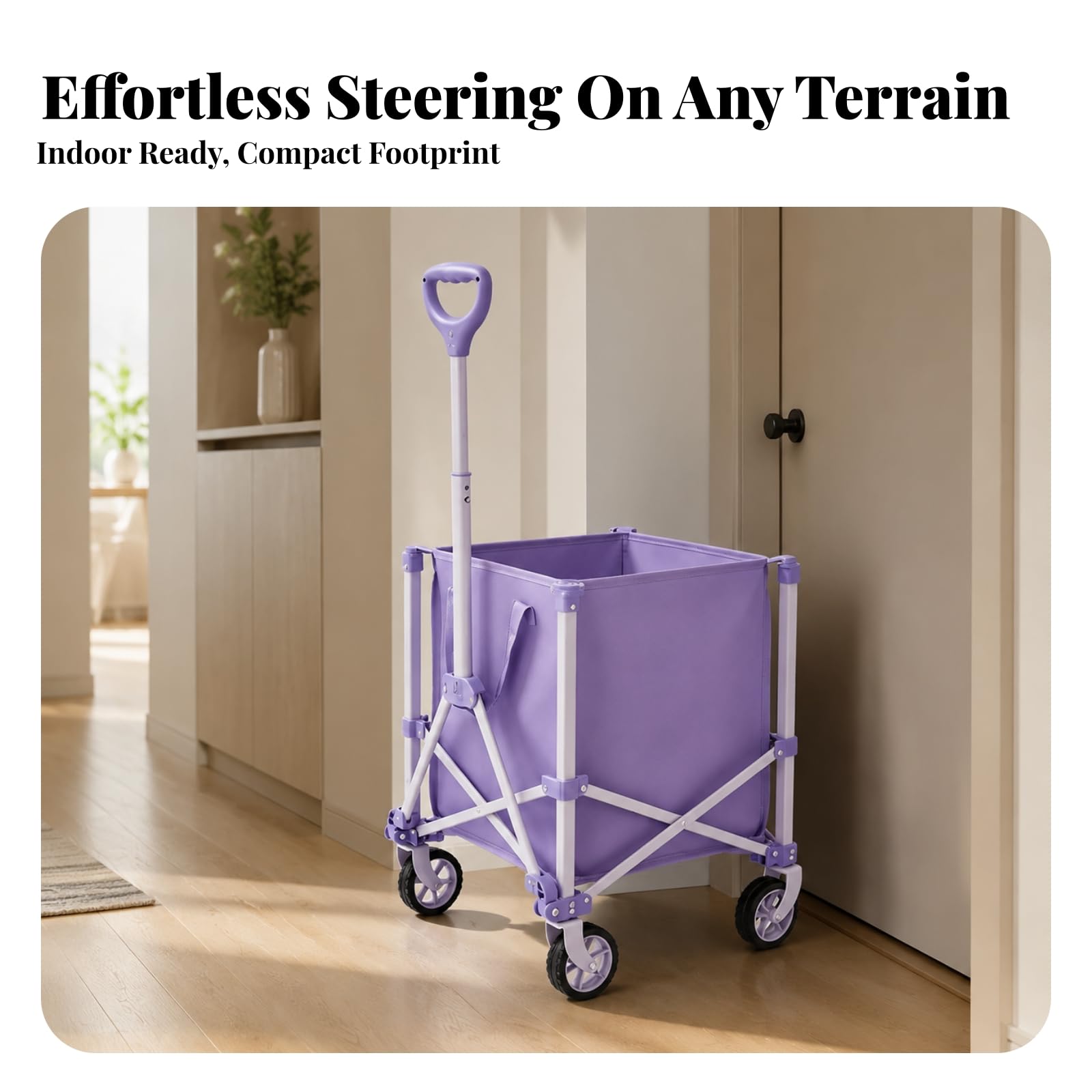 perfk Utilitario con Bolsa la Extraíble Carrito para Recados Plegable Portátil Vagoneta Carga con Mango Ajustable para Apartamentos, Amarillo