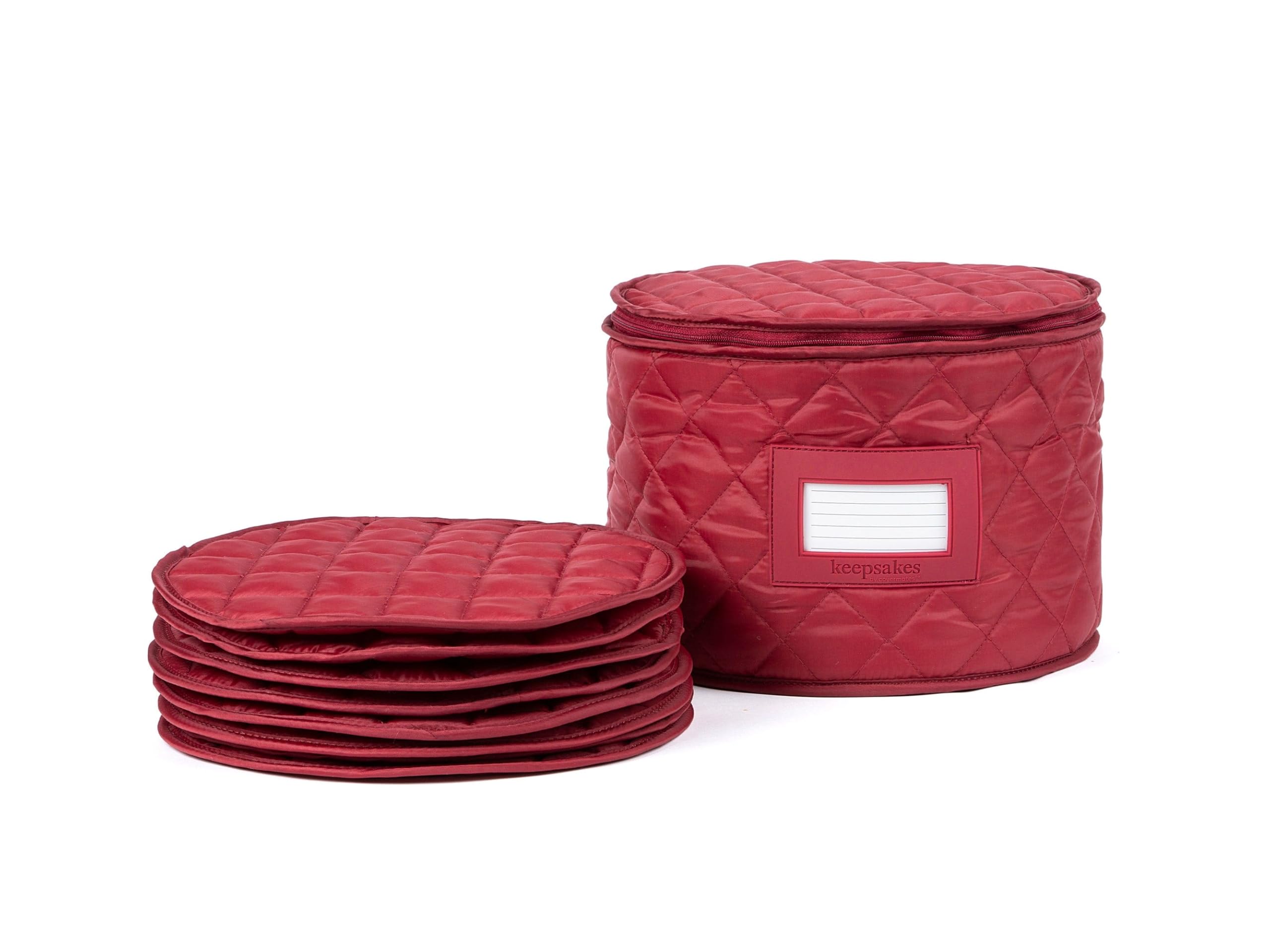 Covermates Keepsakes Dish Storage Case – Padded China & Dinnerware Organizer, Quilted Polyester Protection, ID Window, Zipper Closure, Machine