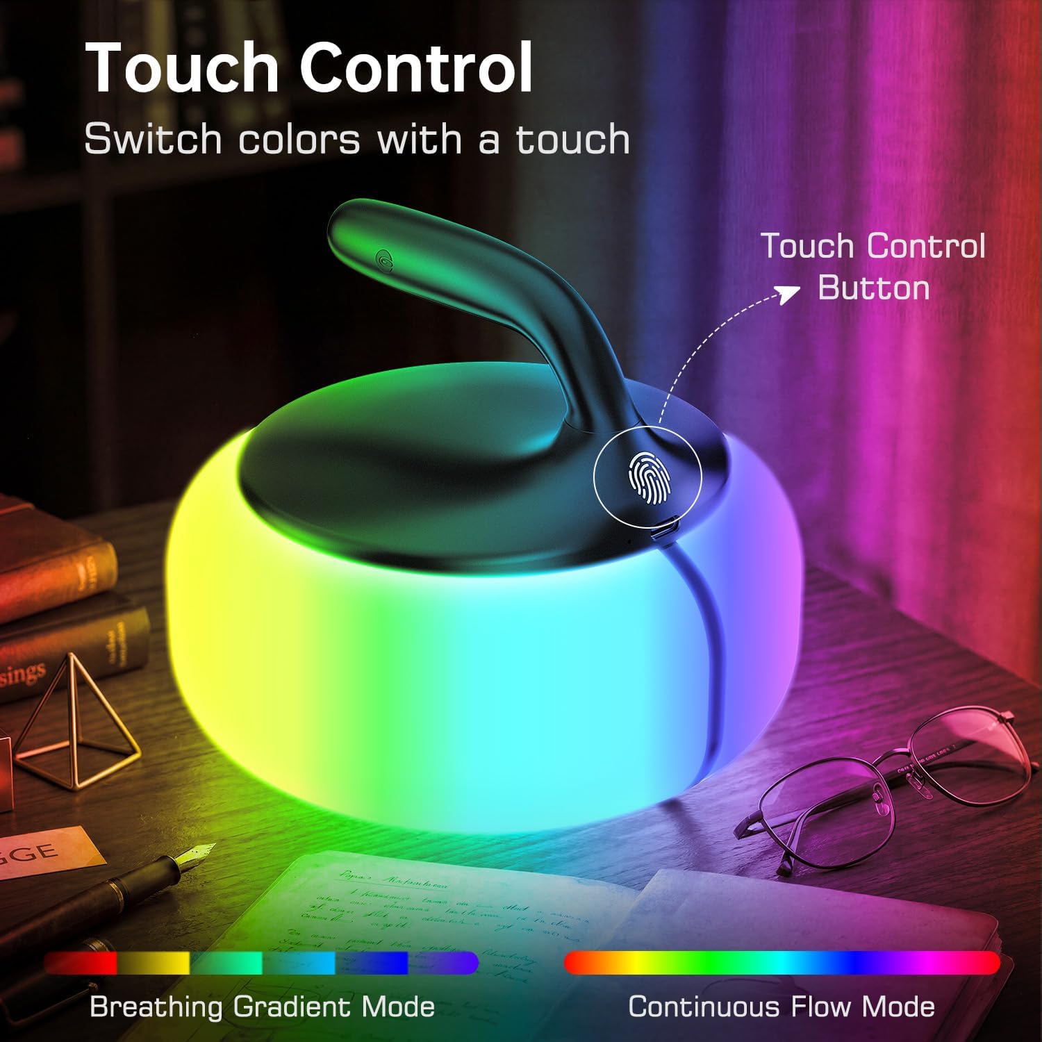 Night Light for Kids, Baby Night Light, 8 Colors Changing Touch Dimmable Portable Rechargeable Bedside Lamp, Soft Eye-Caring for Breastfeeding, Sleep, Nursery, Kids Room, Toddler and Adult Use