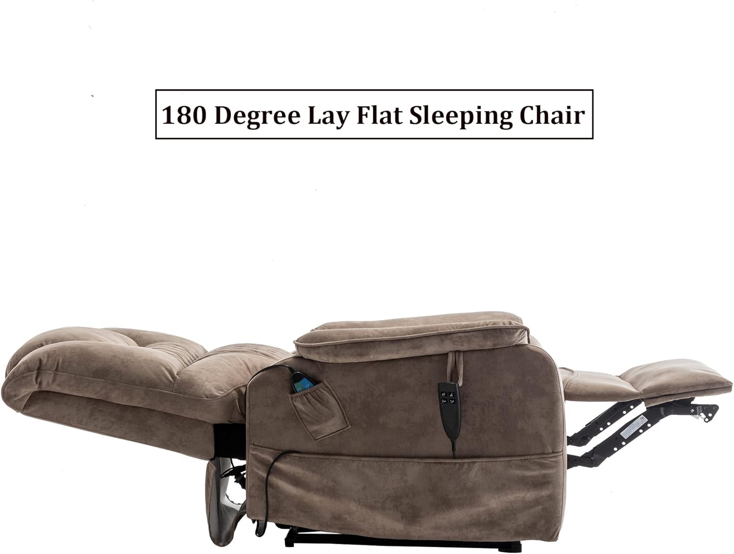 JULYFOX Lift Chair Lay Flat 400lbs Heavy Duty, Infinite Position Electric Recliner Chair Dual Motor Power Stand Up Lift Chair with Massage and Heat Hardwood Frame PU Leather Top,Black