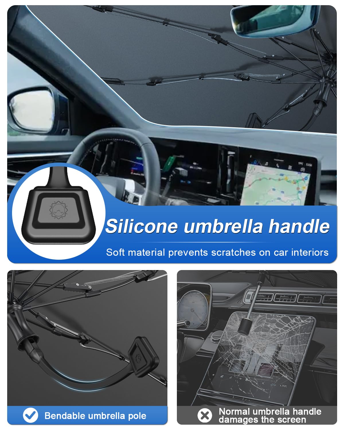 SHAOHAO Conpatible con R*enault Rafale 2024 2025 Parasol Coche Delantero Protector Solar Parasol Paraguas Coche Resiste a los Rayos UV Plegable R*enault Rafale Accesorios