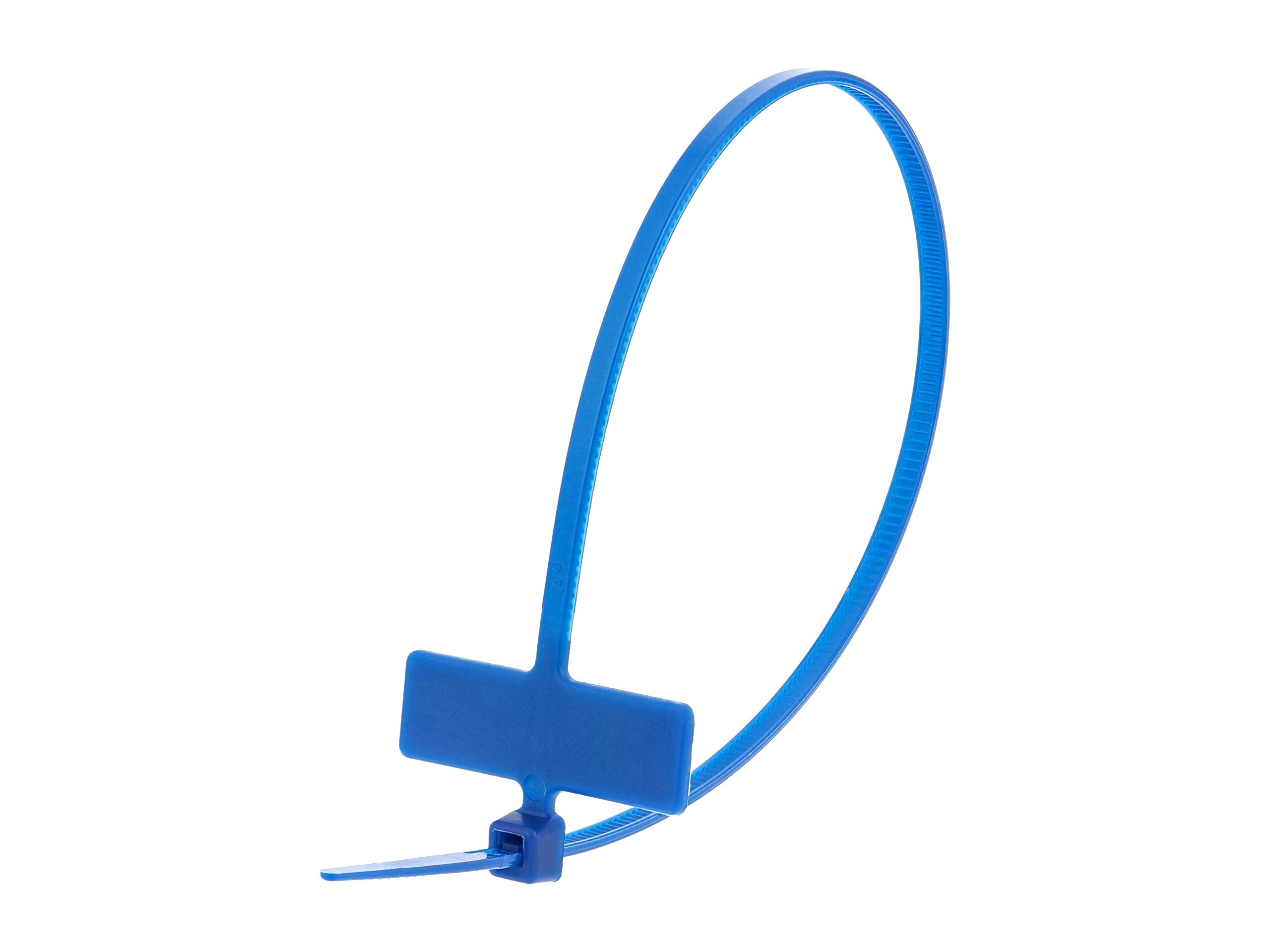 Secure 8 Inch Blue Label Marker ID Cable Tie - Inside Flag for Identification - 100 Pack