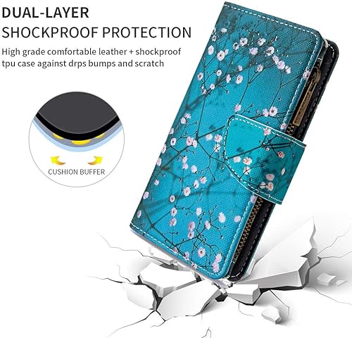 Miniatura 6 de XYX Funda tipo cartera con cremallera para Samsung S20 FE, colorida funda de piel sintética con cierre de cremallera con 9 ranuras para tarjetas y