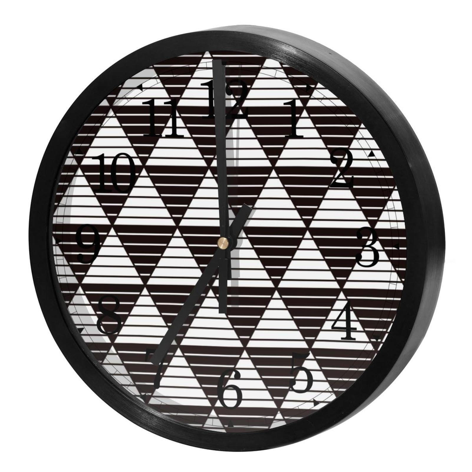 Horloge murale silencieuse pour chambre et bureau déco scandinave géométrique noire et blanche
