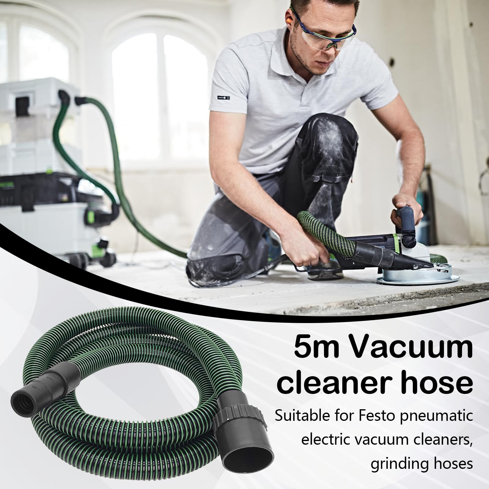 Tuyau D'extraction de Poussière, Tuyau D'aspiration Ø 32 mm Antistatique D27 pour Aspirateur compatible avec Festool CT 26/36/48 15/25 MI-NI et CT MI-DI à partir de 2019 (5 m)