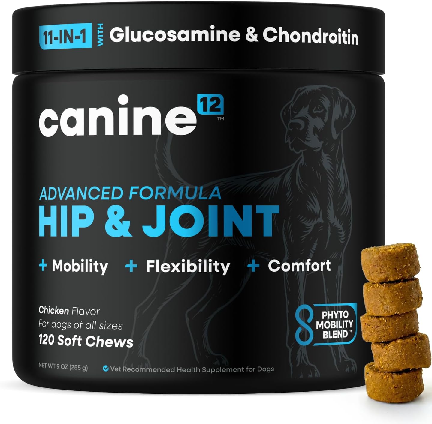 Dog Hip and Joint Supplement with Glucosamine, Chondroitin, MSM, Omega 3s, Green Lipped Mussel – Premium Dog Joint Chews w/Human-Grade & Natural Ingredients, 120 Count