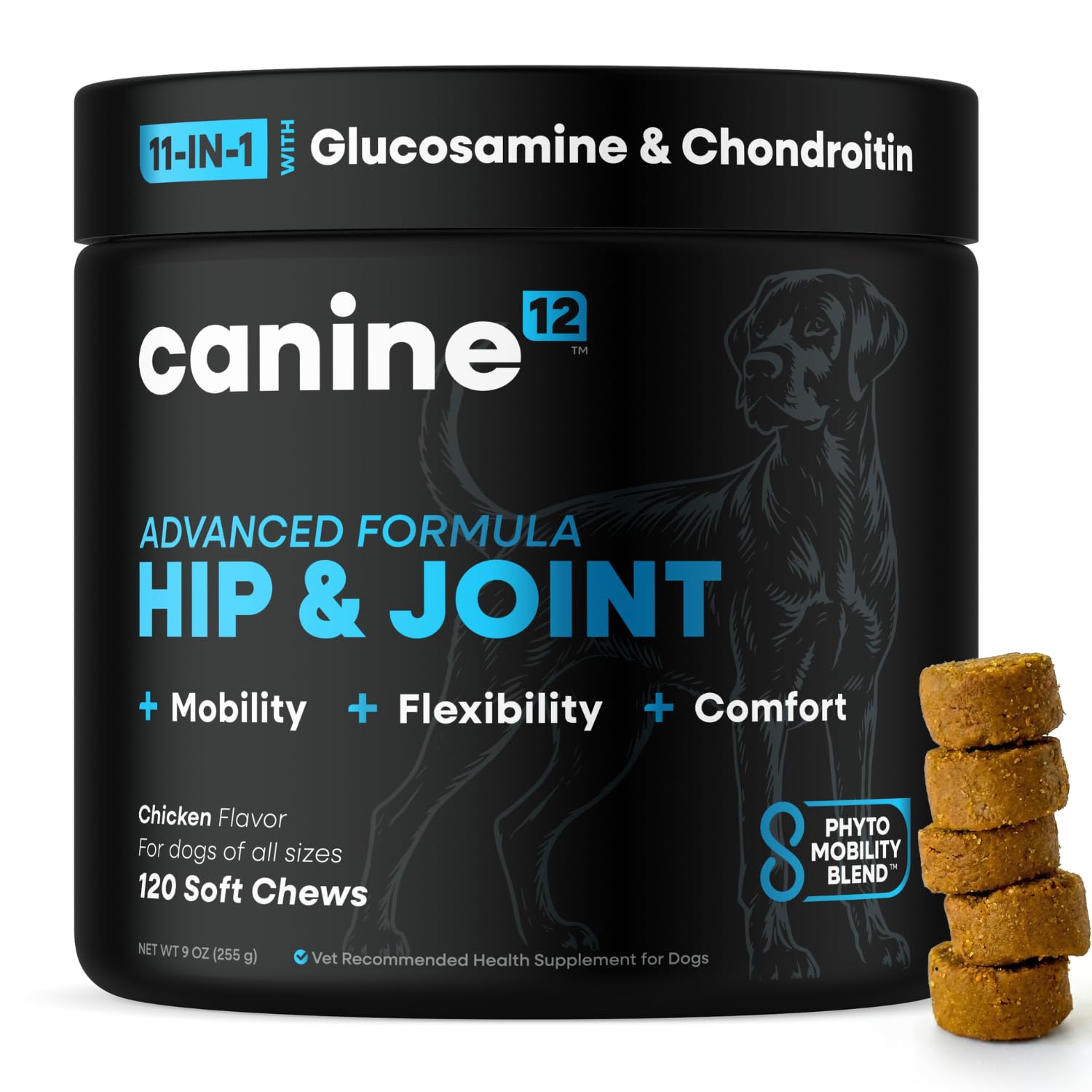 Dog Hip and Joint Supplement with Glucosamine, Chondroitin, MSM, Omega 3s, Green Lipped Mussel – Premium Dog Joint Chews w/Human-Grade & Natural Ingredients, 120 Count