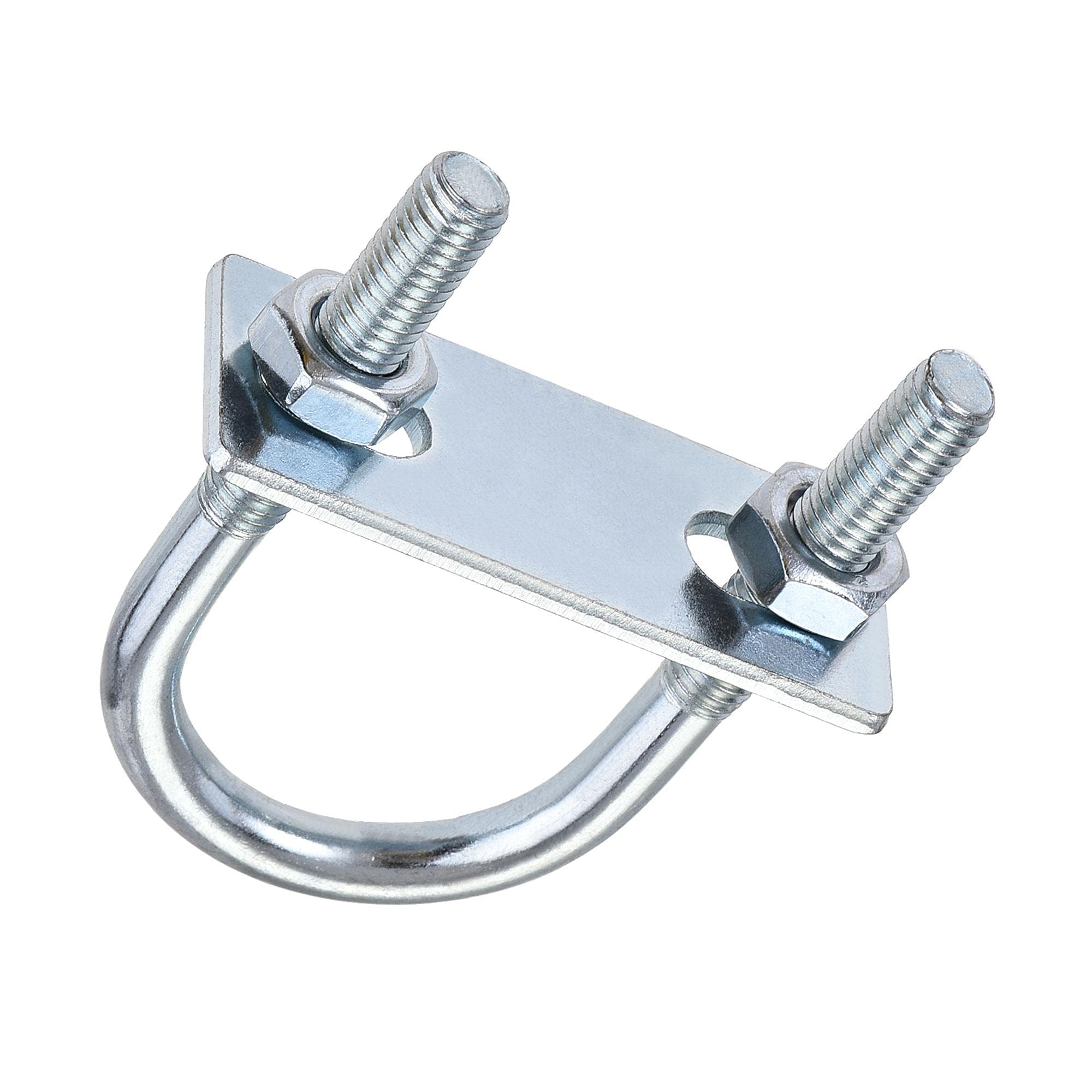 Unifizz Round U-Bolt,4 Set Zinc Plated Alloy Steel M8 U Bolts 35mm(1.38") Inner Width 75mm Length with Nuts and Frame Plate for Automobiles Boat Trailer