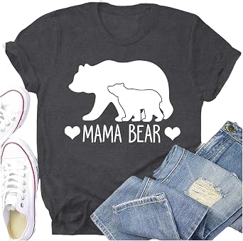 Mama Shirt for Women Love Mama Bear Shirts Mothers Day Tee Funny Mom Life Tops