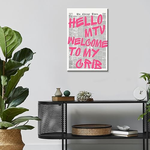Miniatura 7 de Hello Mtv - Póster de lienzo con texto en inglés "Welcome To My Cune", con texto en inglés "Welcome To My Cune", con texto en inglés "Welcome To My