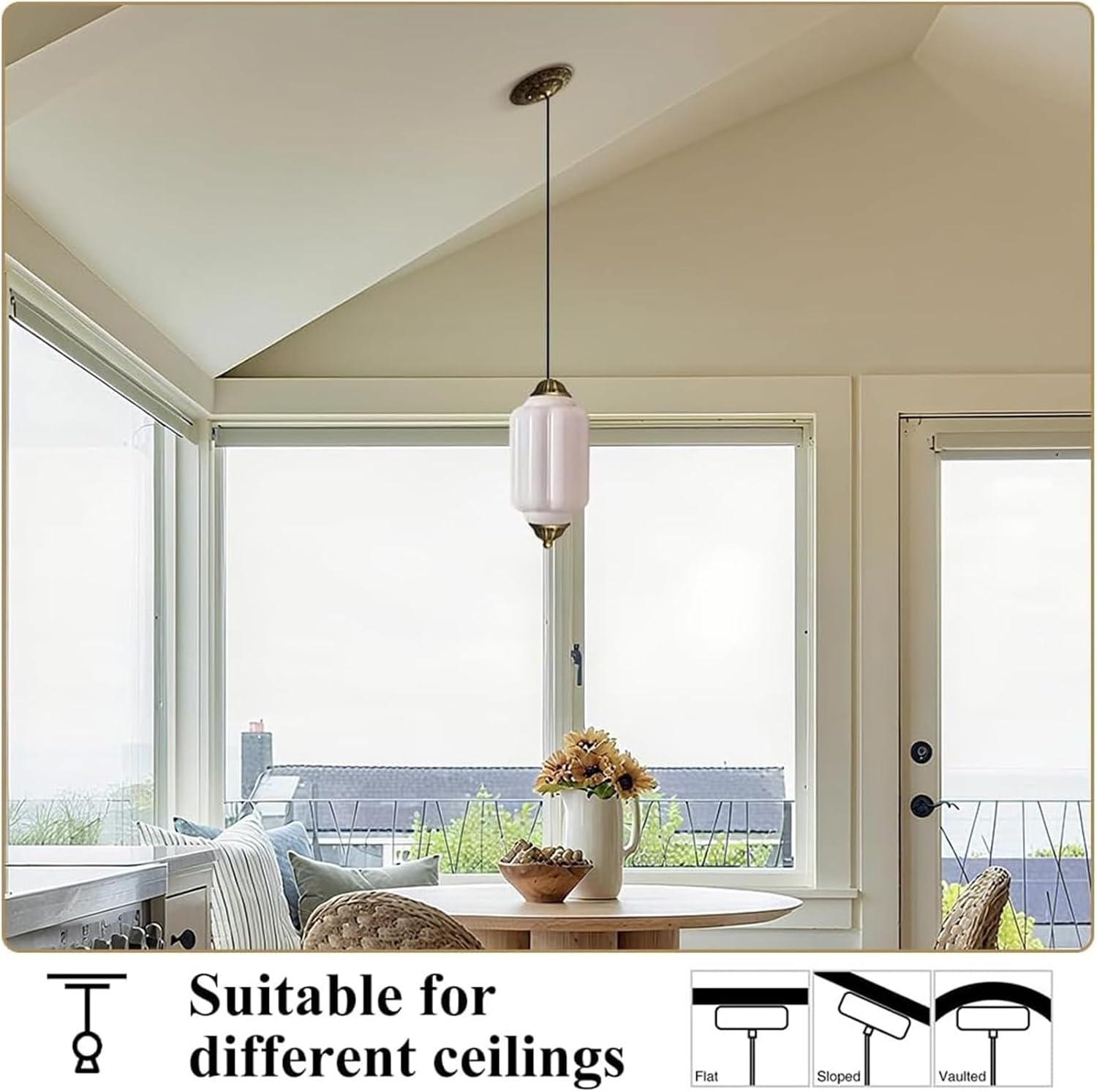 Glass Lantern Light Vintage 5.5In Hanging Ceiling Lamp Single Kitchen Island Lighting Fixture Restaurant Farmhouse Bedroom Suspension Lamps E14 Lights(Green)/White