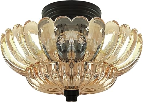 Lámpara de techo semiempotrada, moderna lámpara de techo marrón con vidrio transparente para sala de estar, pasillo, cerca de la lámpara de techo,