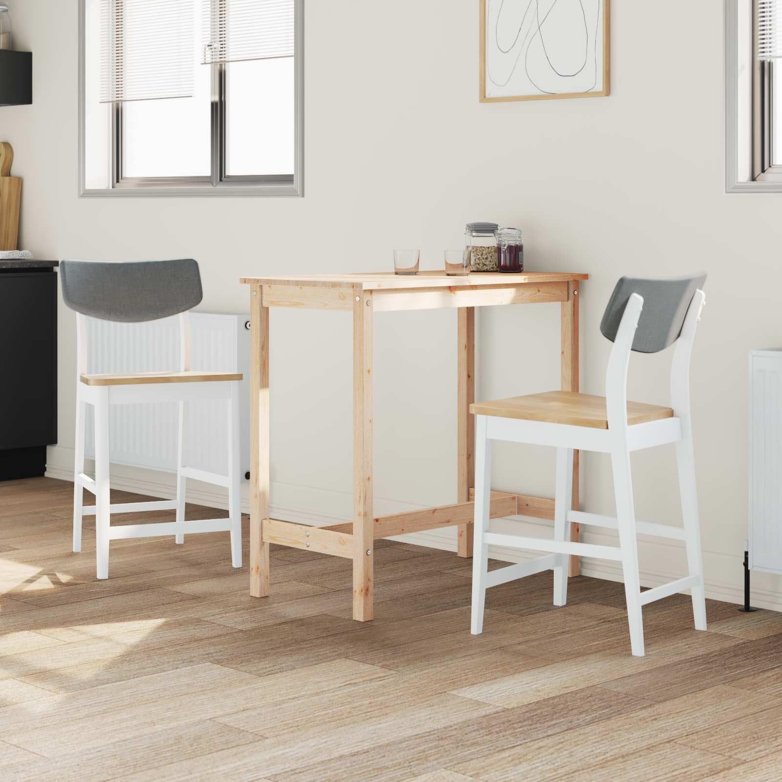 Esszimmerstühle 2er Set Weiß 48 x 49 x 95 cm Massives Gummiholz | Ergonomisch geformter Sitz, quadratische Beine, pflegeleicht mit feuchtem Tuch, nur für Innenräume