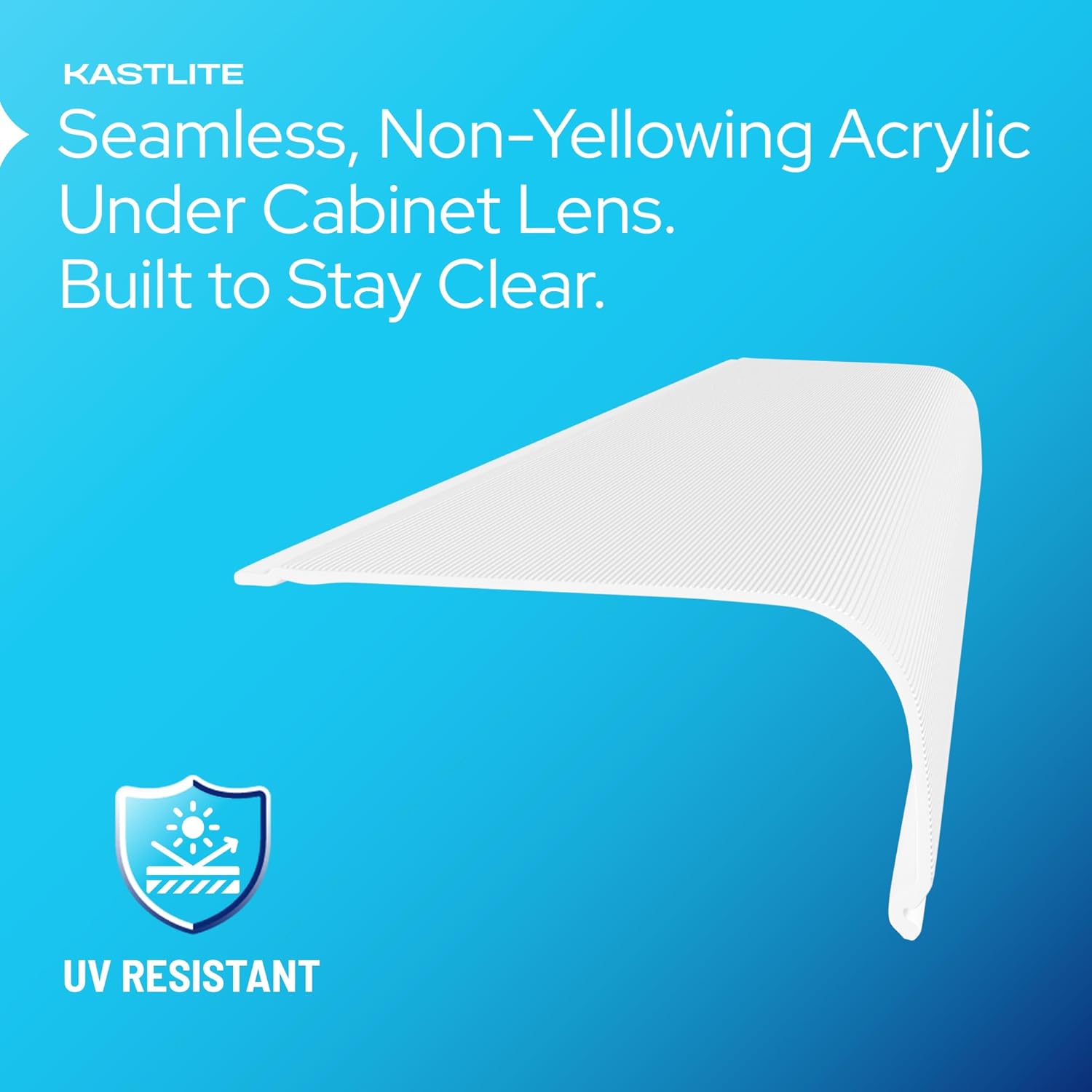 KASTLITE Curved Under Cabinet Light Cover Replacement | Custom Length White Ribbed Acrylic Undercabinet Lens Diffuser | 2-7/8"W x 1-3/8"H | Kitchen Bathroom Vanity Undercounter Lights | Shape F
