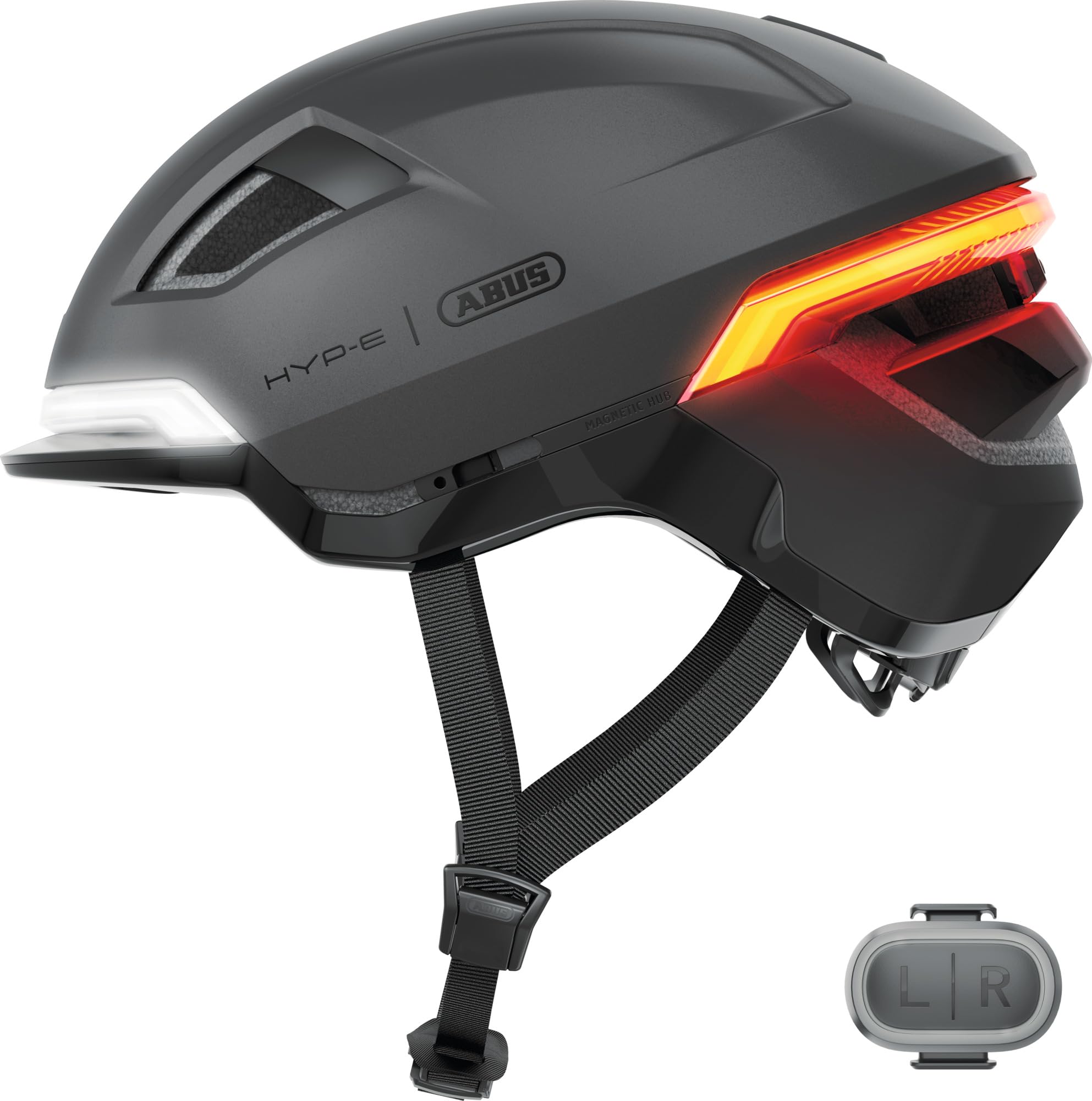 ABUS Bike Helmet HYP-E - Helmet with Front Light, Size L, Grey